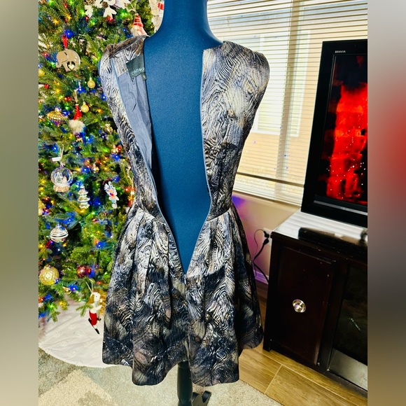 NEW! Cynthia Rowley Blue Printed A-Line Cocktail Dress - Picture 9 of 11